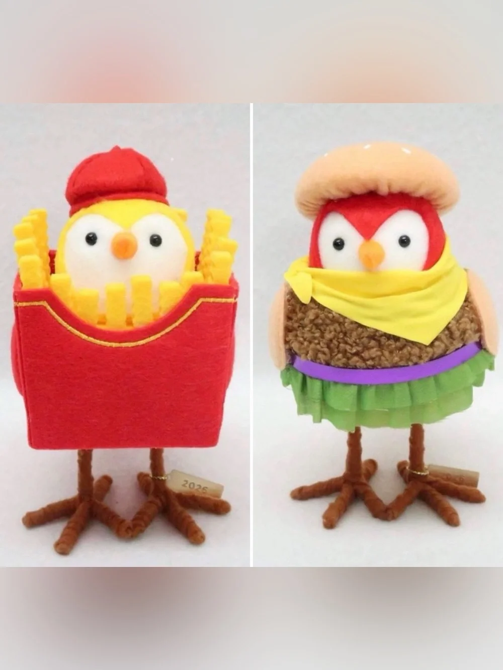 Target Bullseye Featherly Friends SET OF 2 Summer French Fry & Burger Birds